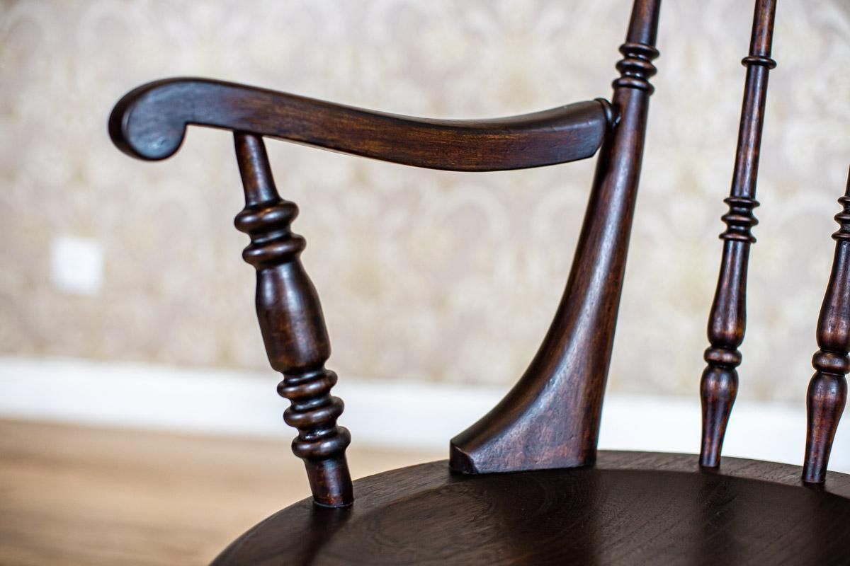 19th Century English Beech Wood Armchair In Dark Brown photo vintage