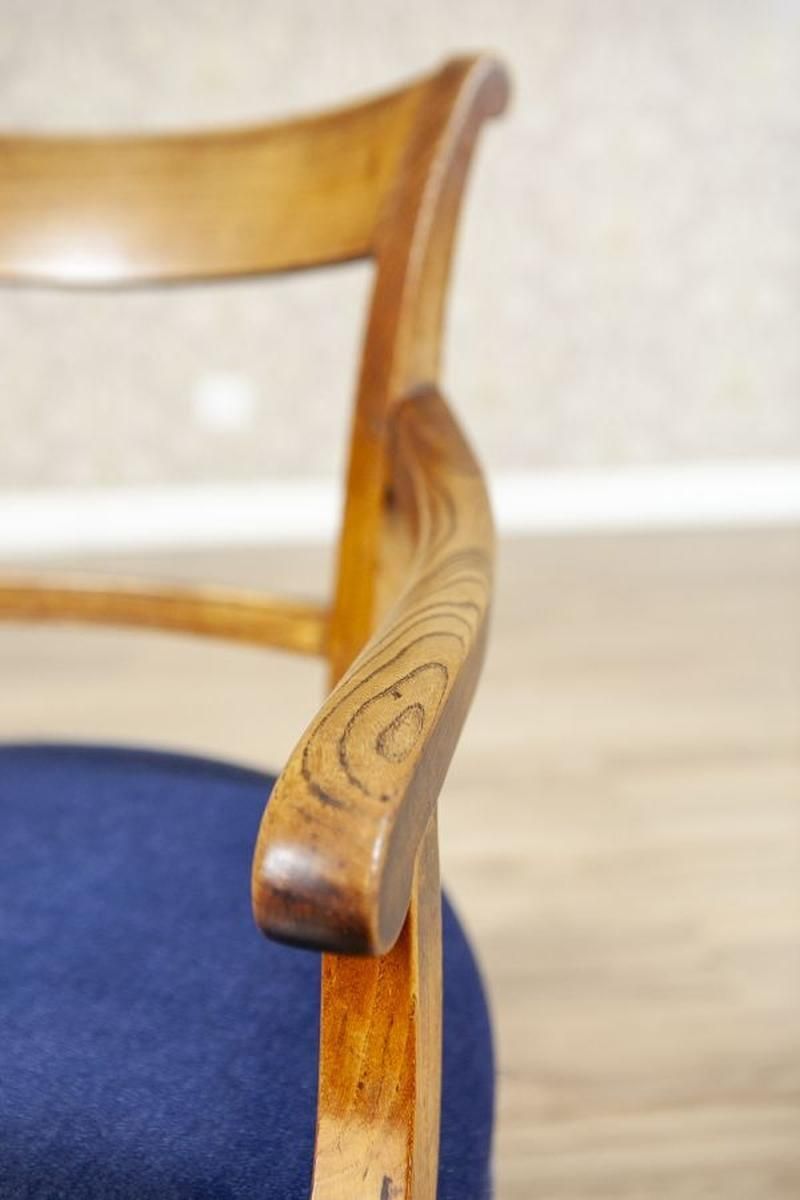 Elm Armchair In Blue Upholster, Early 20th Century photo buy