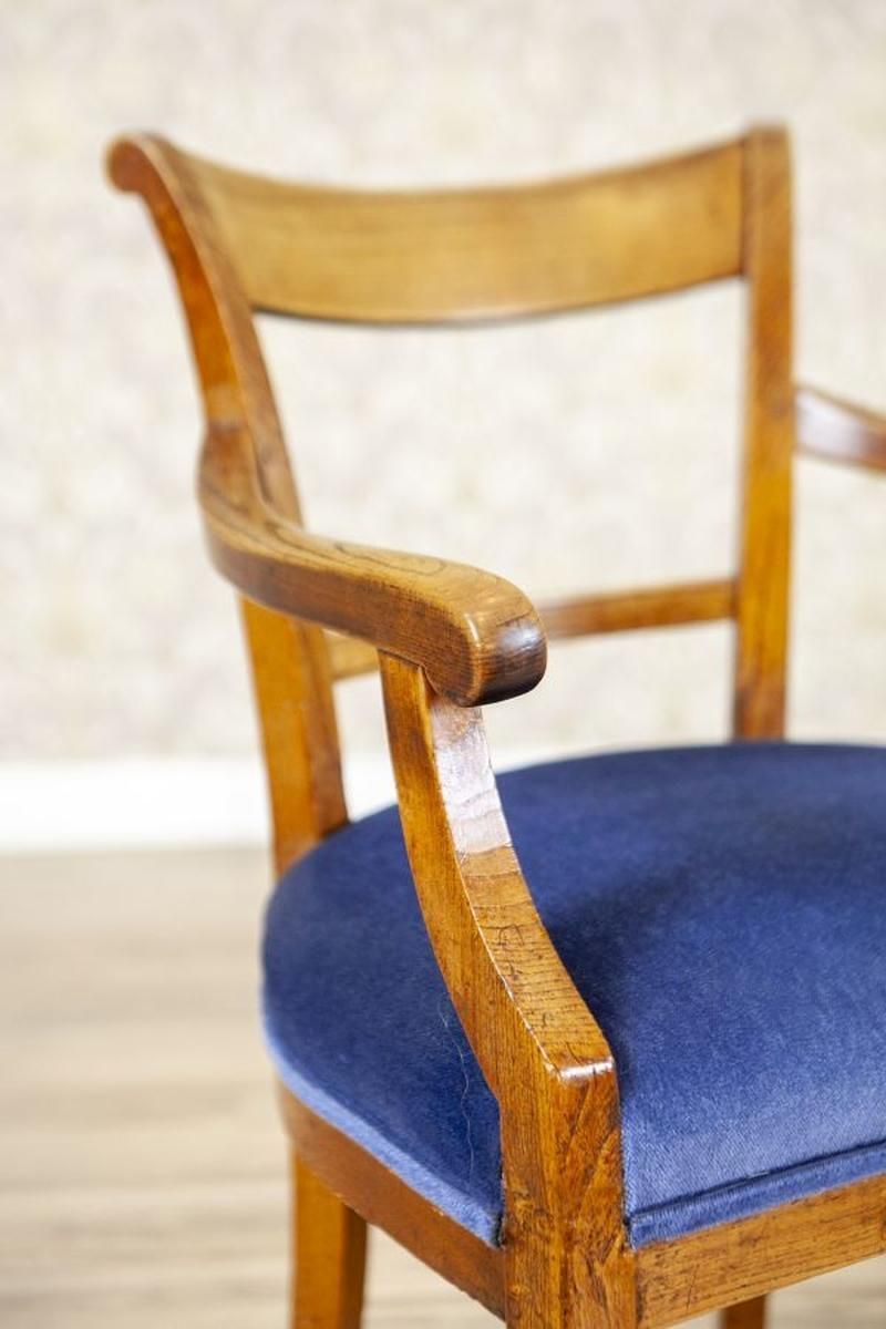 photo furniture Elm Armchair In Blue Upholster, Early 20th Century
