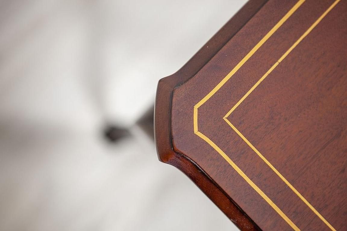 1633.0 Art Nouveau Mahogany Center Table From The Early 20th Century With Floral Inlays photo