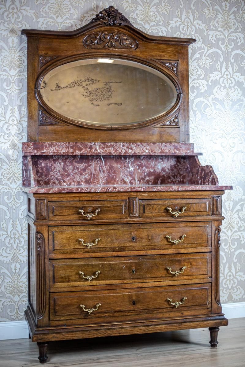 Walnut Vanity Dresser From The Interwar Period With Marble Top photo Furniture