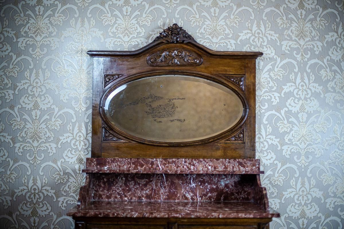 Walnut Vanity Dresser From The Interwar Period With Marble Top photo 1247.0