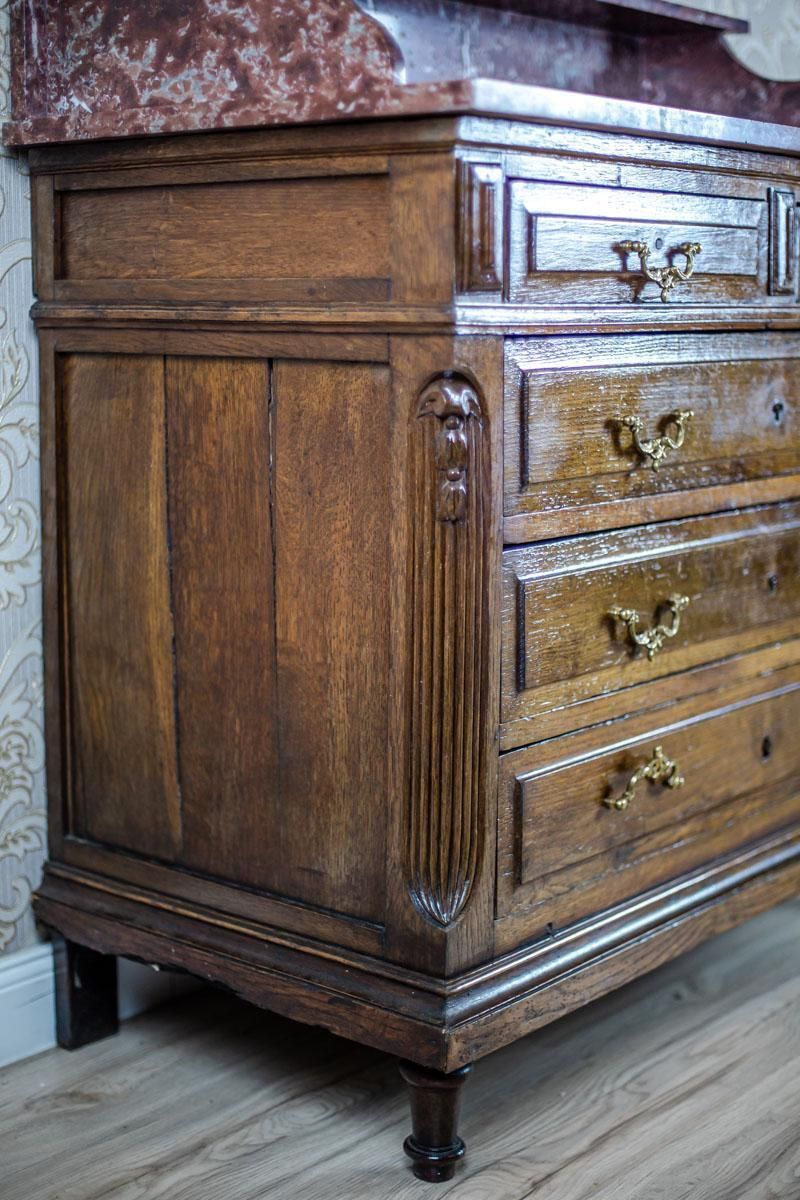 Walnut Vanity Dresser From The Interwar Period With Marble Top photo vintage