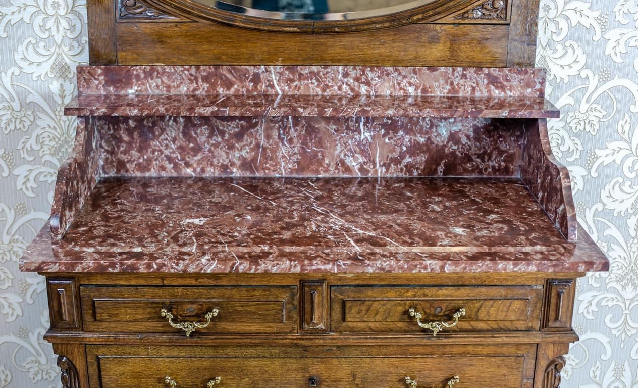 photo for sale Walnut Vanity Dresser From The Interwar Period With Marble Top