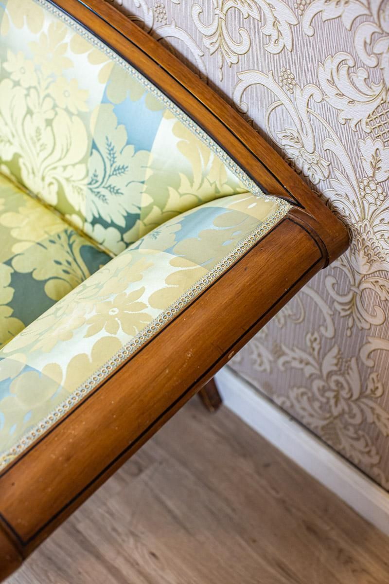 1376.0 Stylized Walnut Sofa From The Early 20th Century With New Upholstery photo