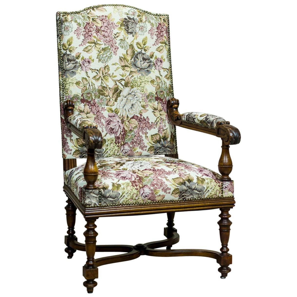 French Oak Armchair/Throne From The Turn Of The 19th And 20th Centuries