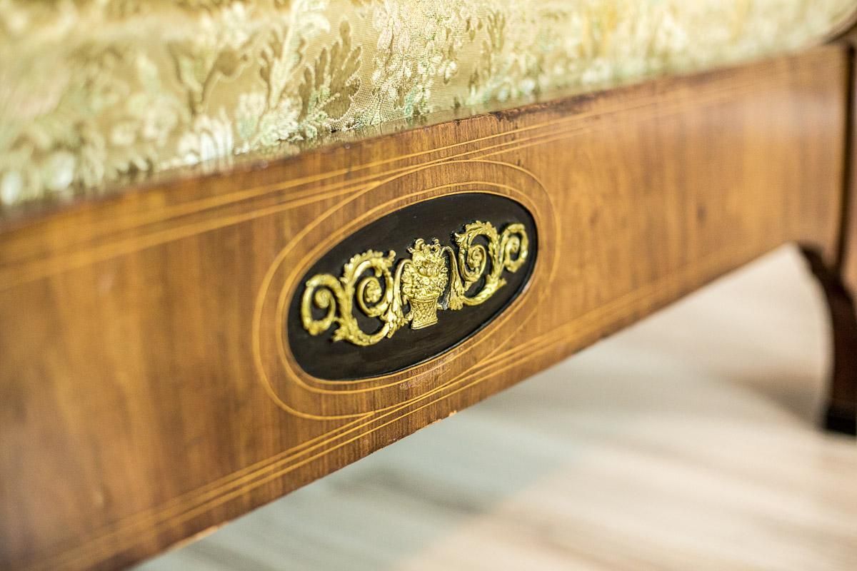 Antique Large  Biedermeier Sofa In Green With Brass Details, Circa 1860 photo vintage