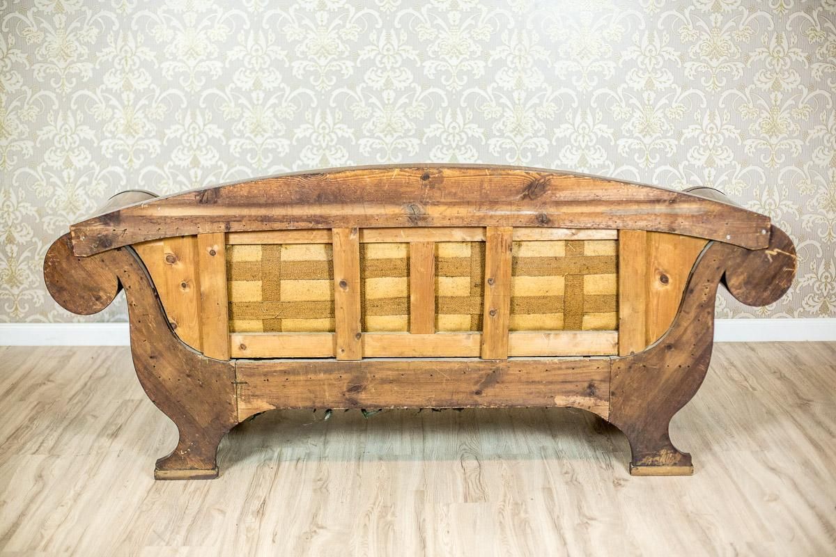 photo for sale Antique Large  Biedermeier Sofa In Green With Brass Details, Circa 1860