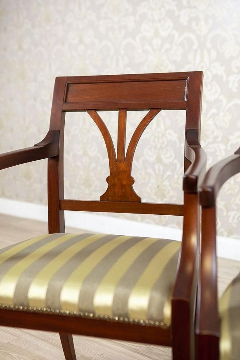 Two Armchairs Circa The 1980s/1990s Of Classicizing Forms In Striped Upholstery photo buy