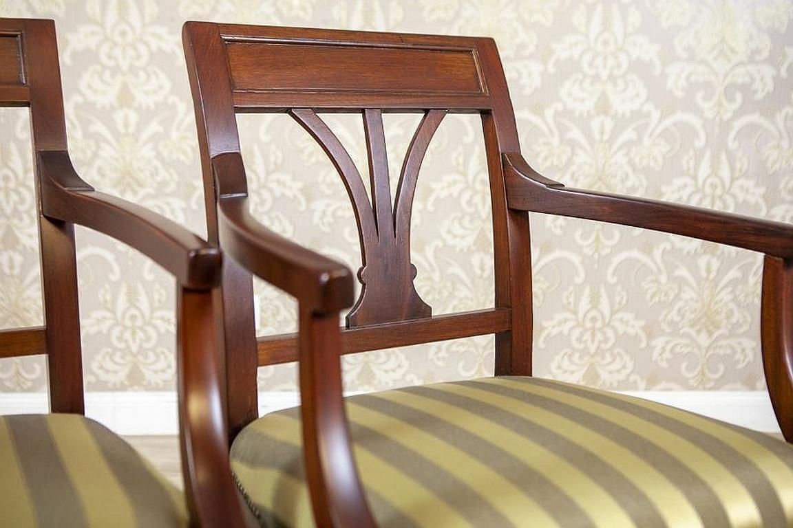 Two Armchairs Circa The 1980s/1990s Of Classicizing Forms In Striped Upholstery photo vintage