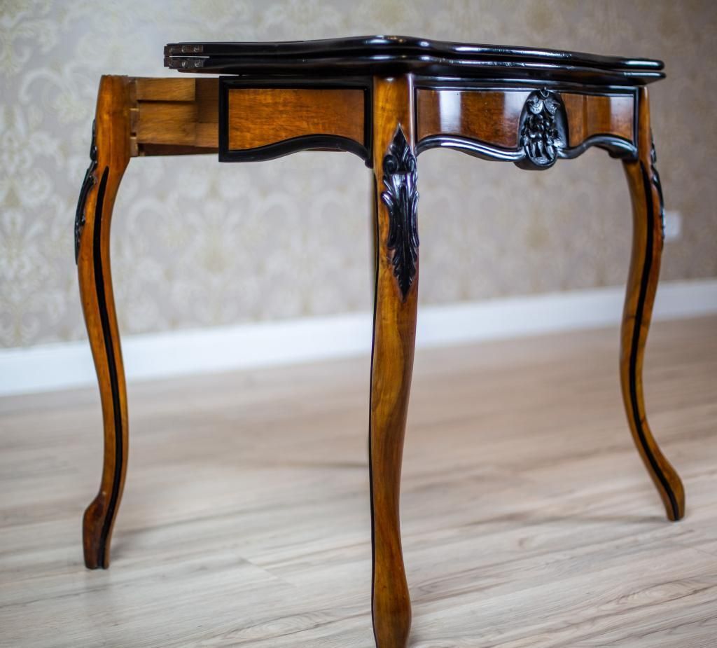 photo for sale Louis Philippe Walnut Wood & Veneer Card Table From The 19th Century