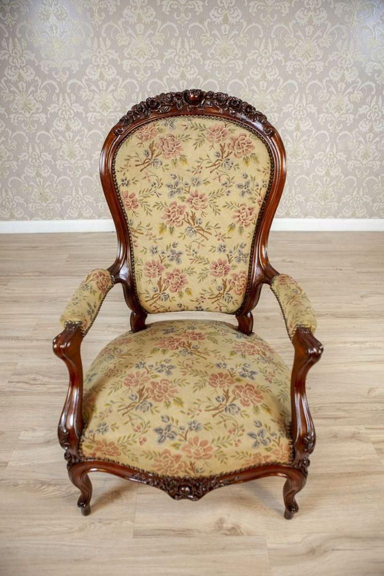 19th Century Baroque Revival Armchair With Floral Upholstered Seat photo Furniture