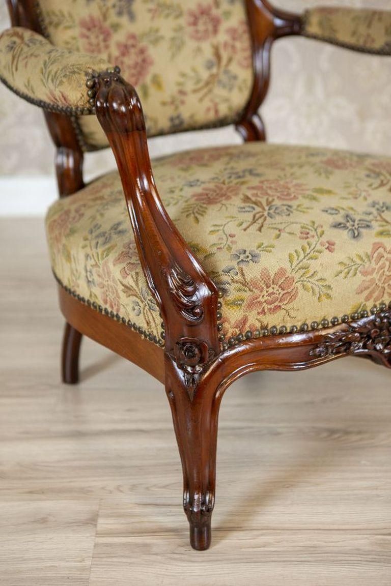 1547.0 19th Century Baroque Revival Armchair With Floral Upholstered Seat photo