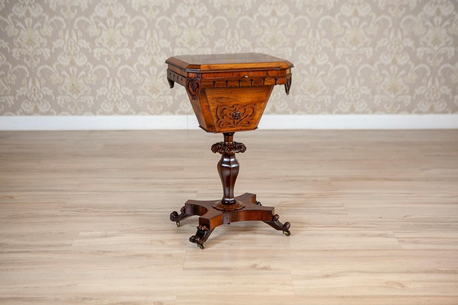 Antique Biedermeier Rosewood Sewing Table From The 19th Century photo for sale