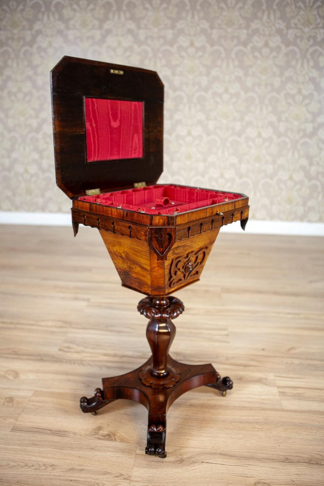 Antique Biedermeier Rosewood Sewing Table From The 19th Century photo vinterior