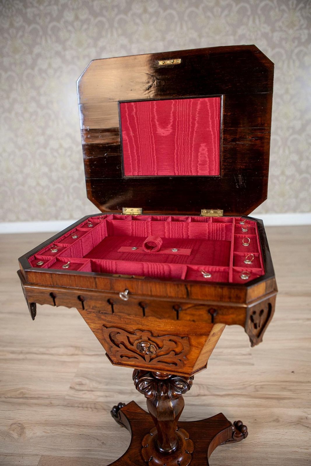 Antique Biedermeier Rosewood Sewing Table From The 19th Century photo buy