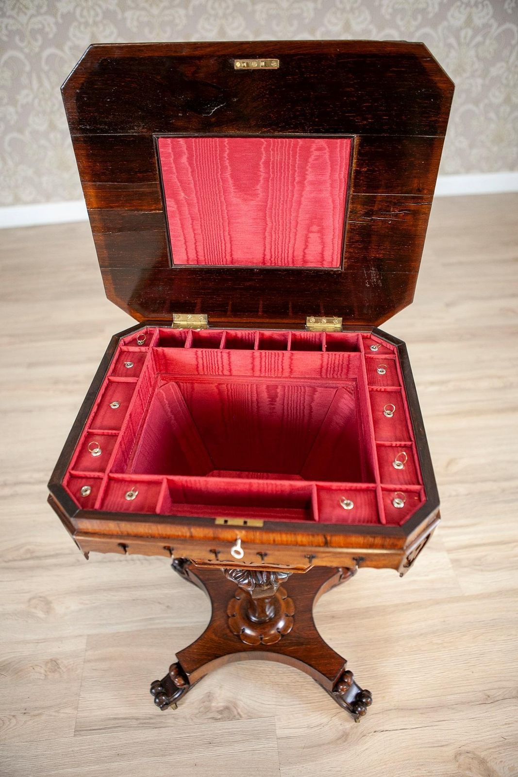photo furniture Antique Biedermeier Rosewood Sewing Table From The 19th Century