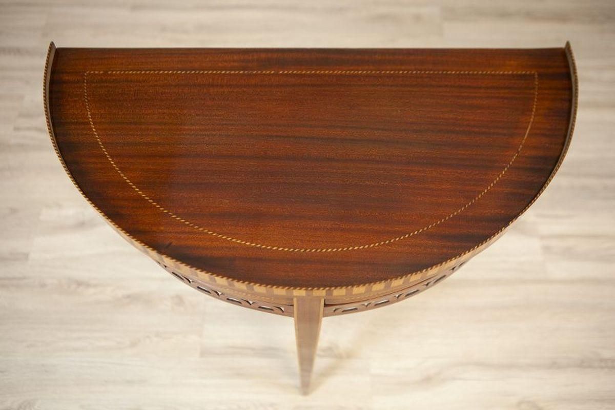 Furniture Semi Circular Mahogany Wall Table From The Early 20th Century photo