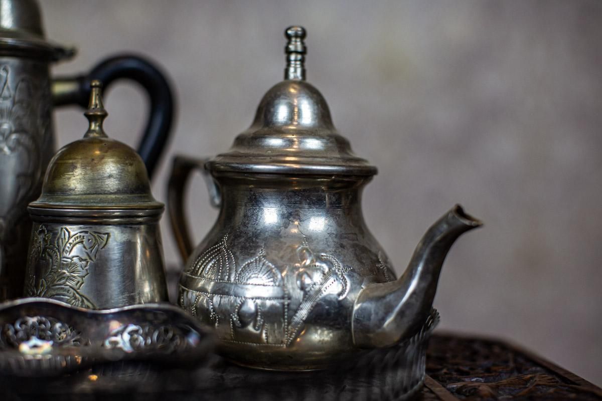 Silver Plated Coffee Set From The Turn Of The 19th And 20th Centuries With Tray photo vinterior