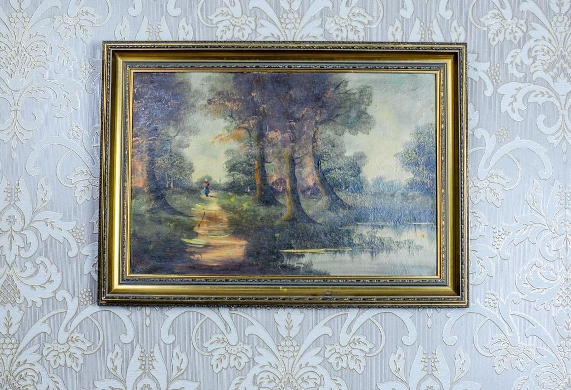 20th Century Oil On Canvas Depicting The Forest Landscape photo furniture