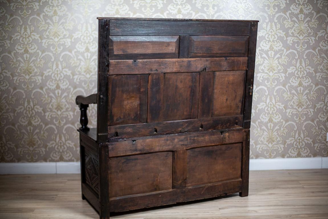 19th Century Renaissance Revival Oak Bench In Dark Brown photo Furniture