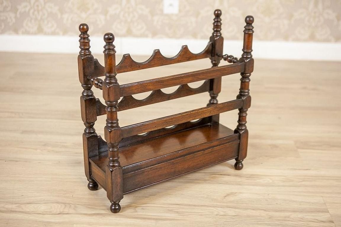 Oak Wine Rack From The Early 20th Century In Dark Brown photo furniture