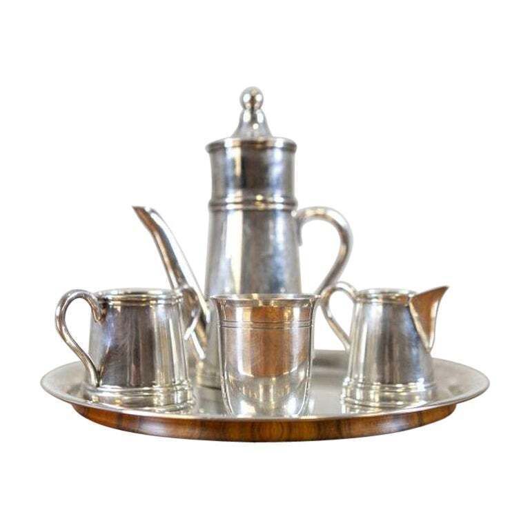 Silver Plated Sola Coffee Set From The Turn Of The Centuries With Tray