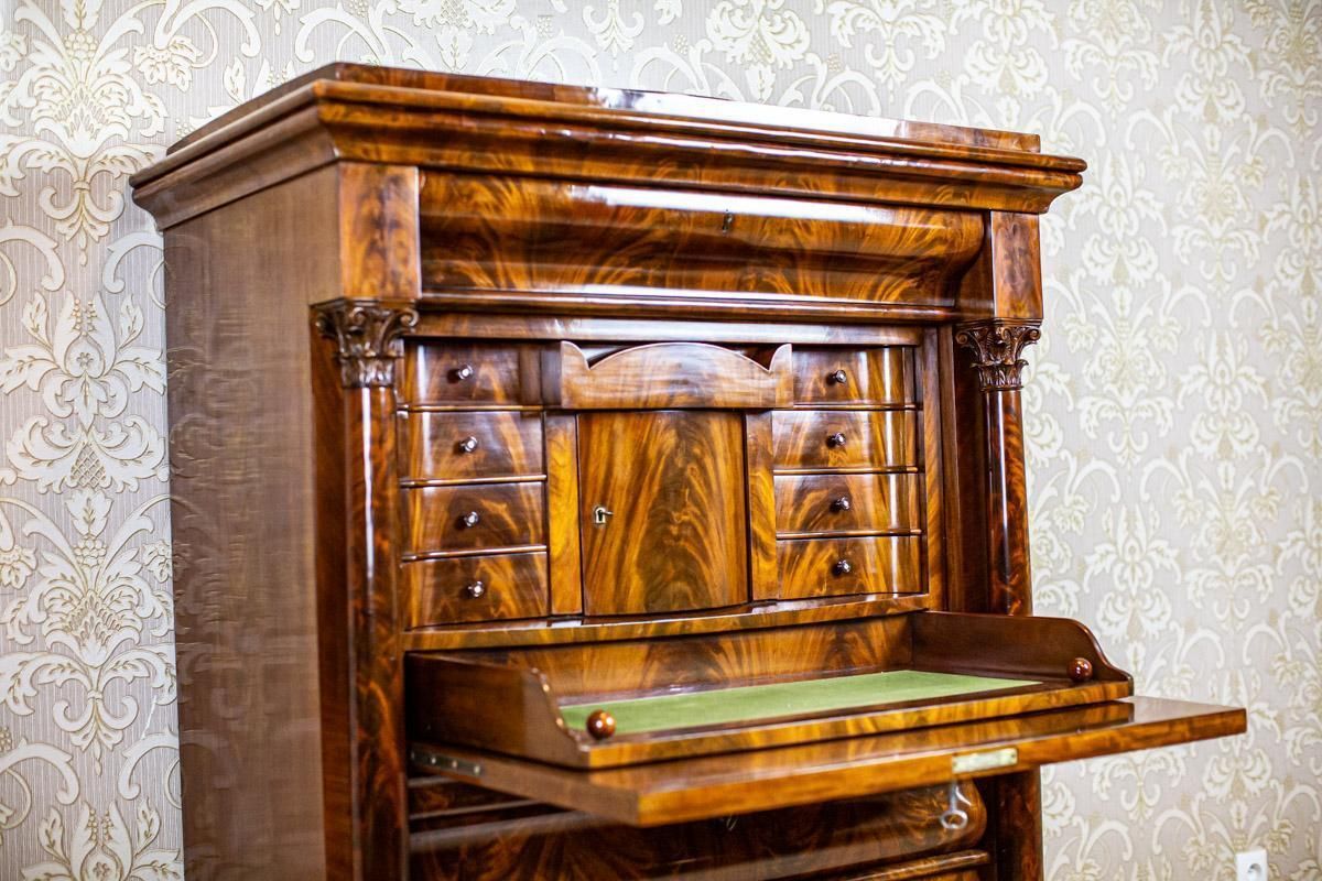 19th Century Biedermeier Mahogany Secretary Desk In Beautiful Graining photo 6448.0