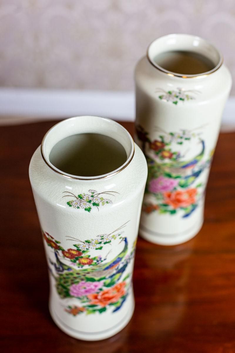 Pair Of Vases In The Satsuma Type, The Turn Of The 19th And 20th Centuries photo vintage