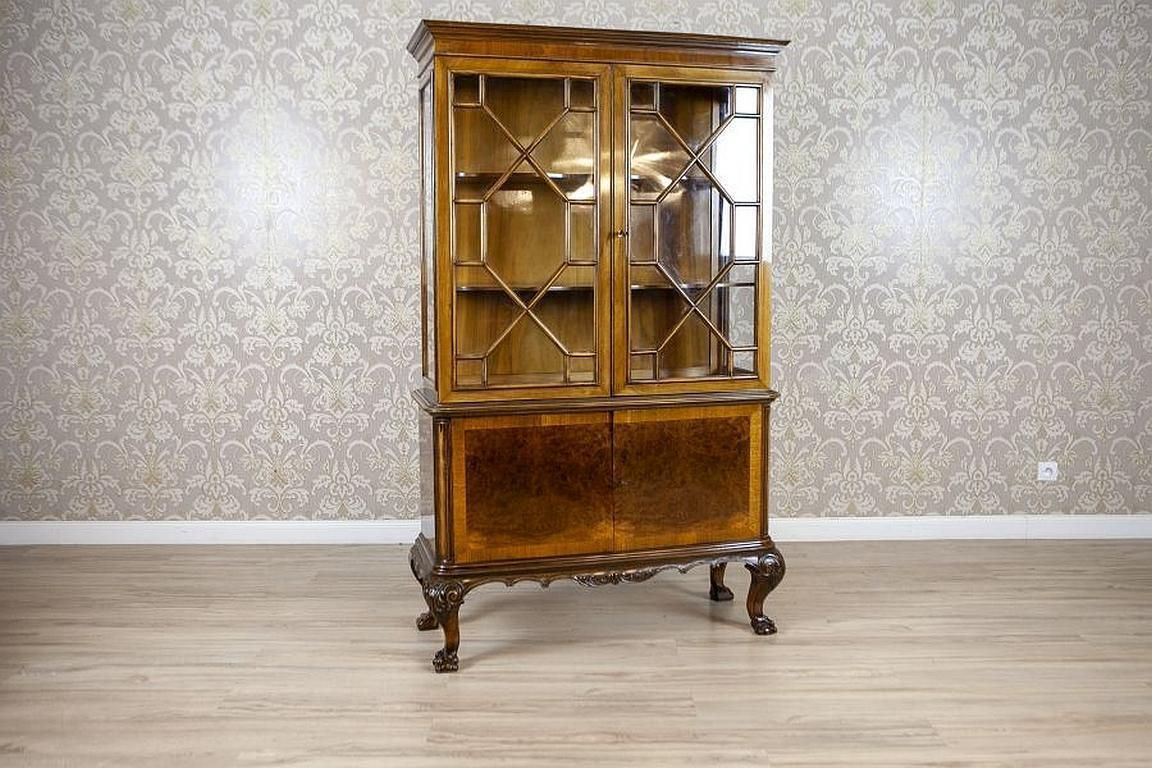 Mahogany Wood & Veneer Display Cabinet In Chippendale Style From The 1930s photo furniture