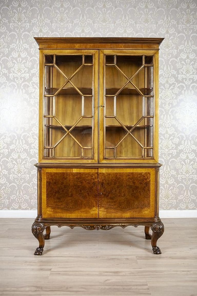 Mahogany Wood & Veneer Display Cabinet In Chippendale Style From The 1930s photo Furniture