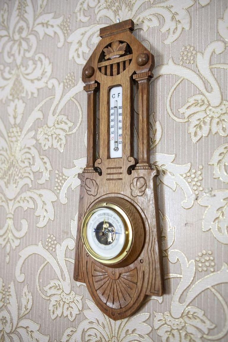 Eclectic Dutch Barometer With Thermometer From The Early 20th Century photo furniture