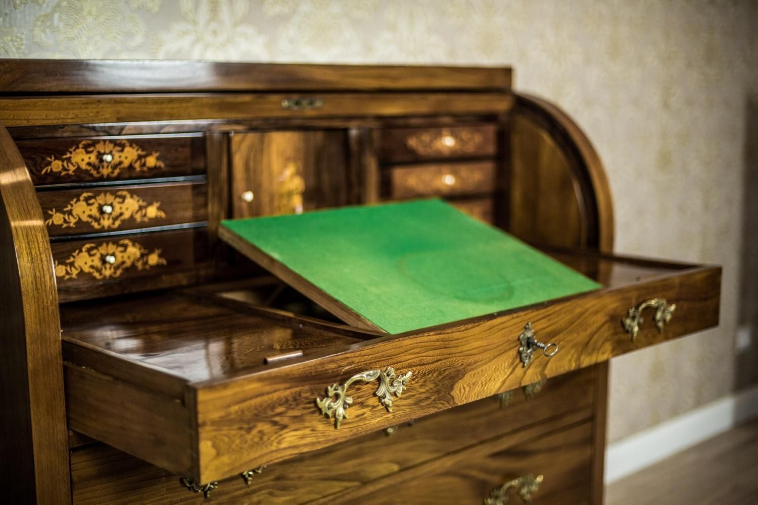Elm Secretary Desk, Circa The 19th Century photo vintage