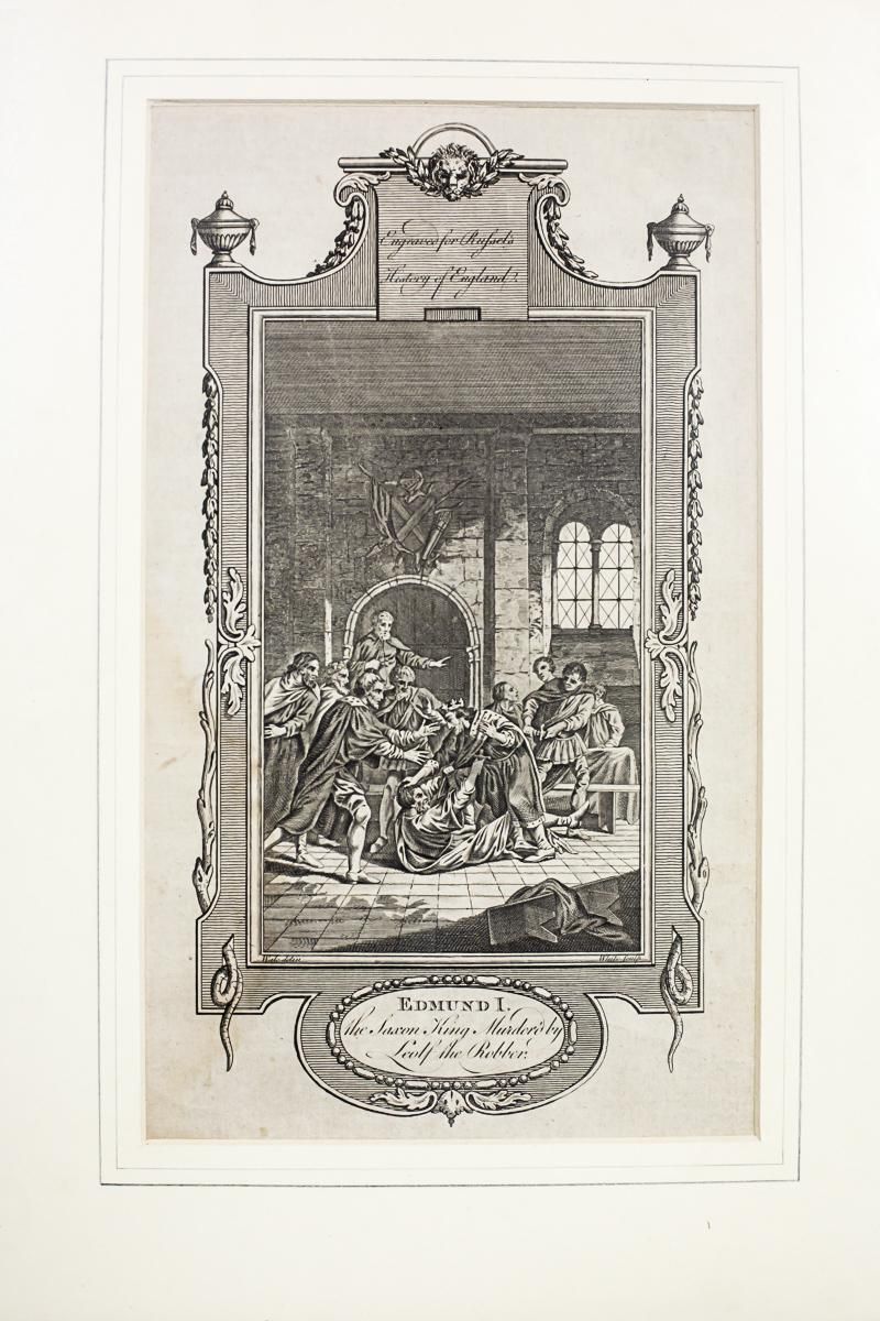 20th Century Graphic – Russel's History Of England, King Edmund I Murdered photo for sale