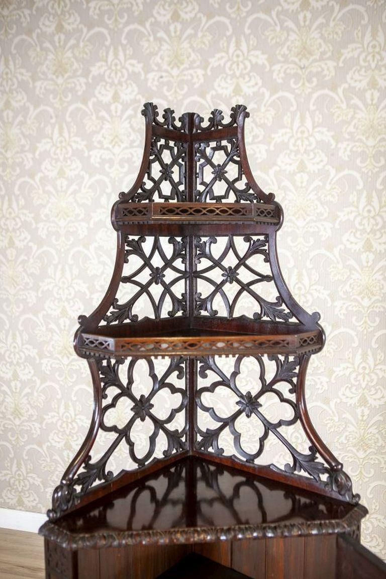 Mahogany Corner Cabinet/étagère From The Early 20th Century With Openwork Sides photo furniture
