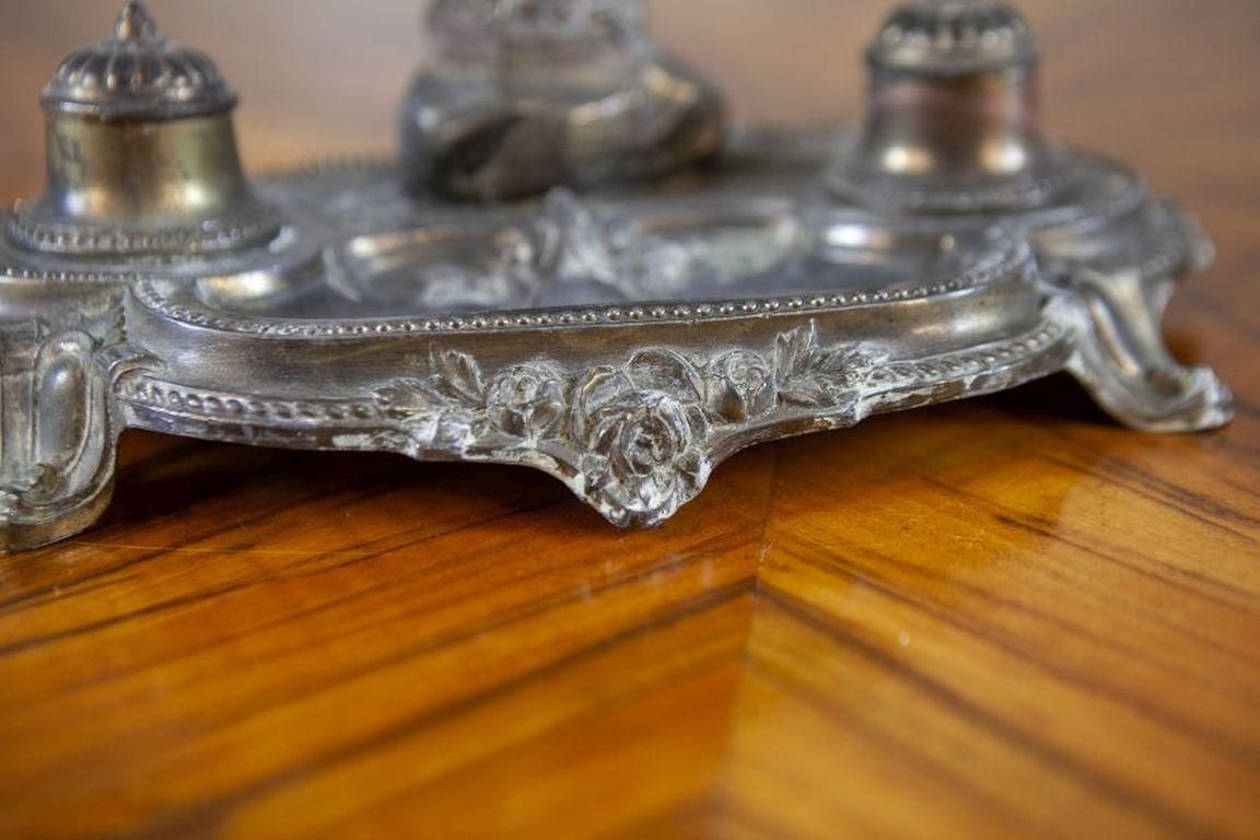 Pre War Metal Inkwell With Bird Figurine photo 387.0
