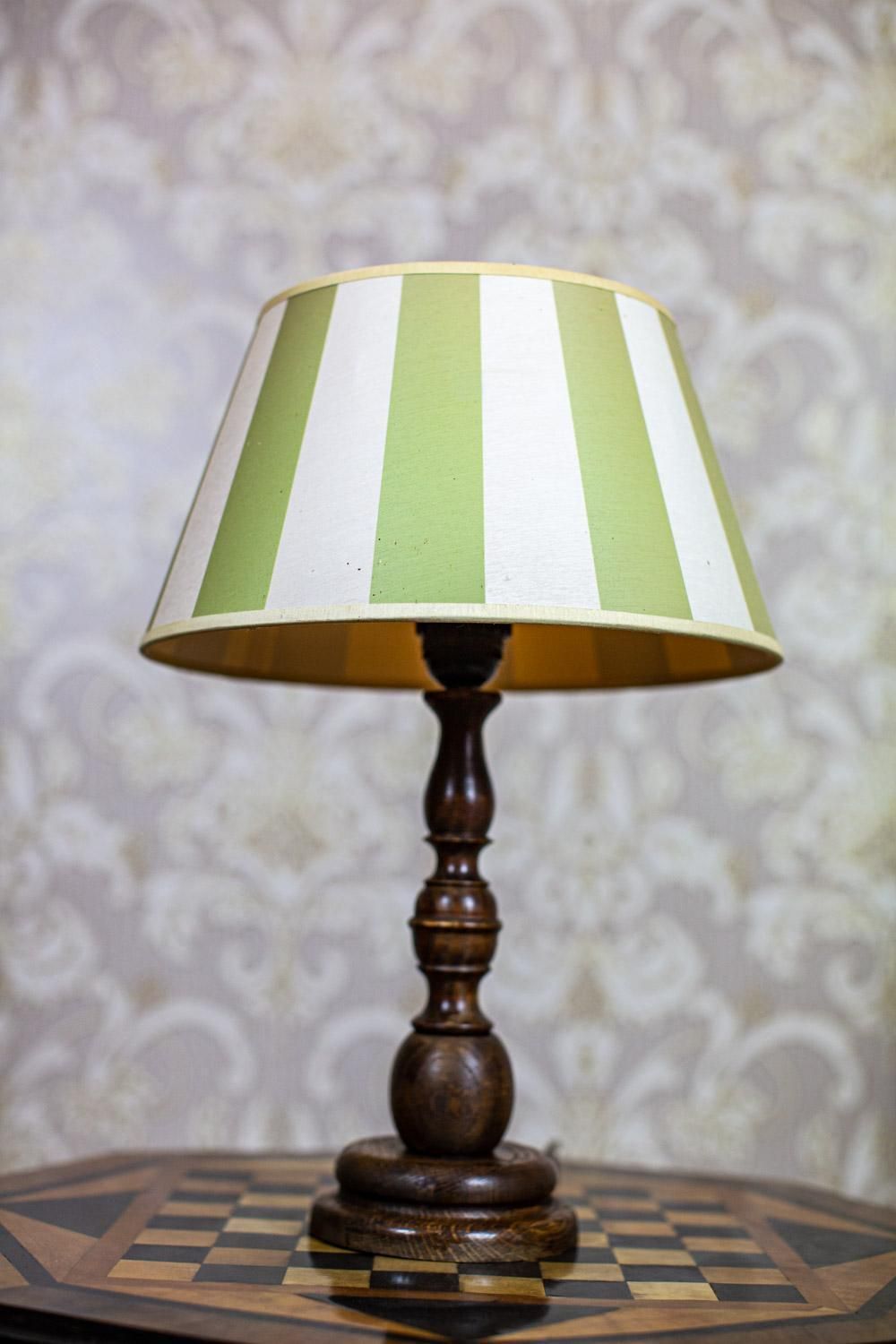 Electric Table Lamp From The Late 20th Century With Green White Shade photo furniture