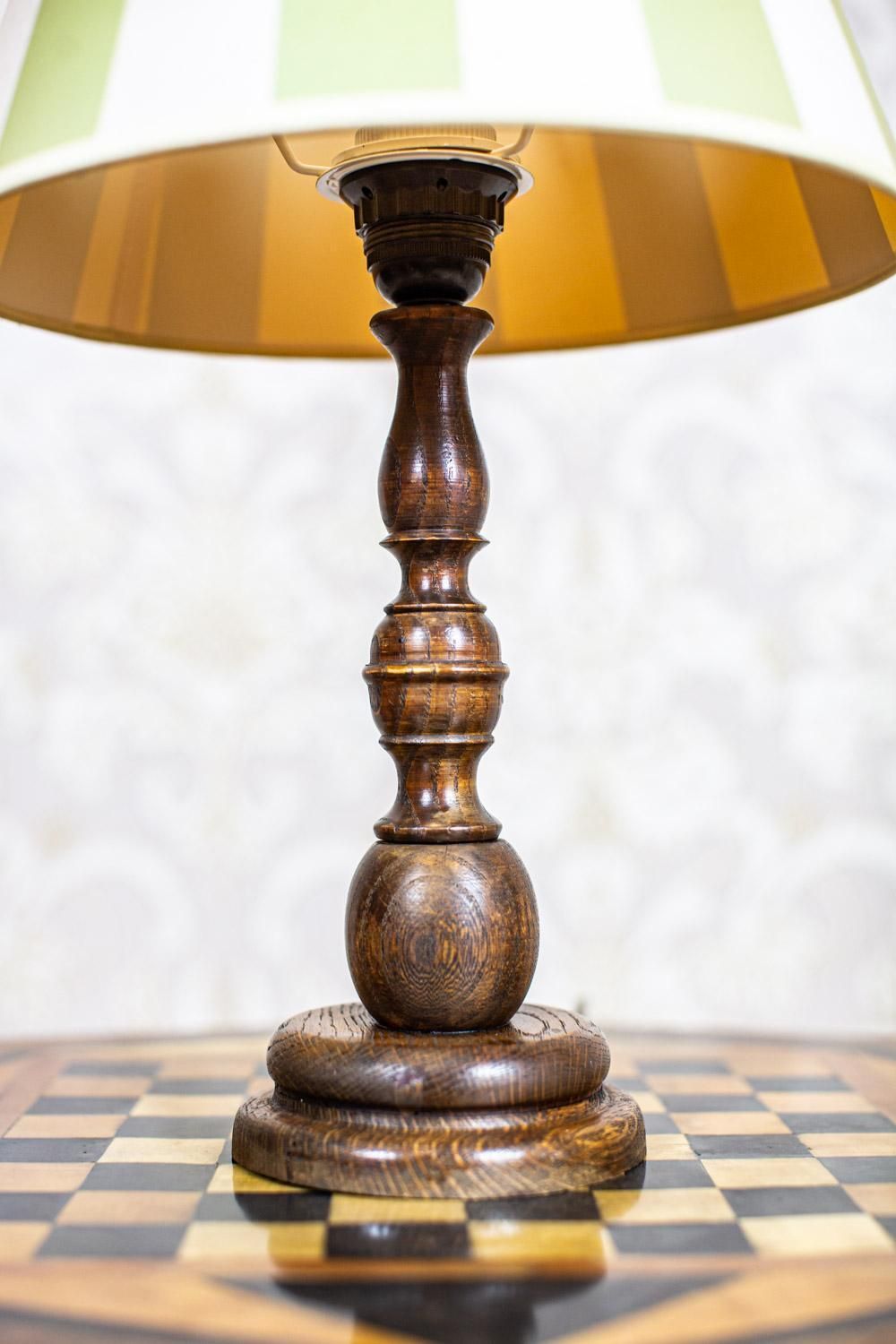 Electric Table Lamp From The Late 20th Century With Green White Shade photo vinterior