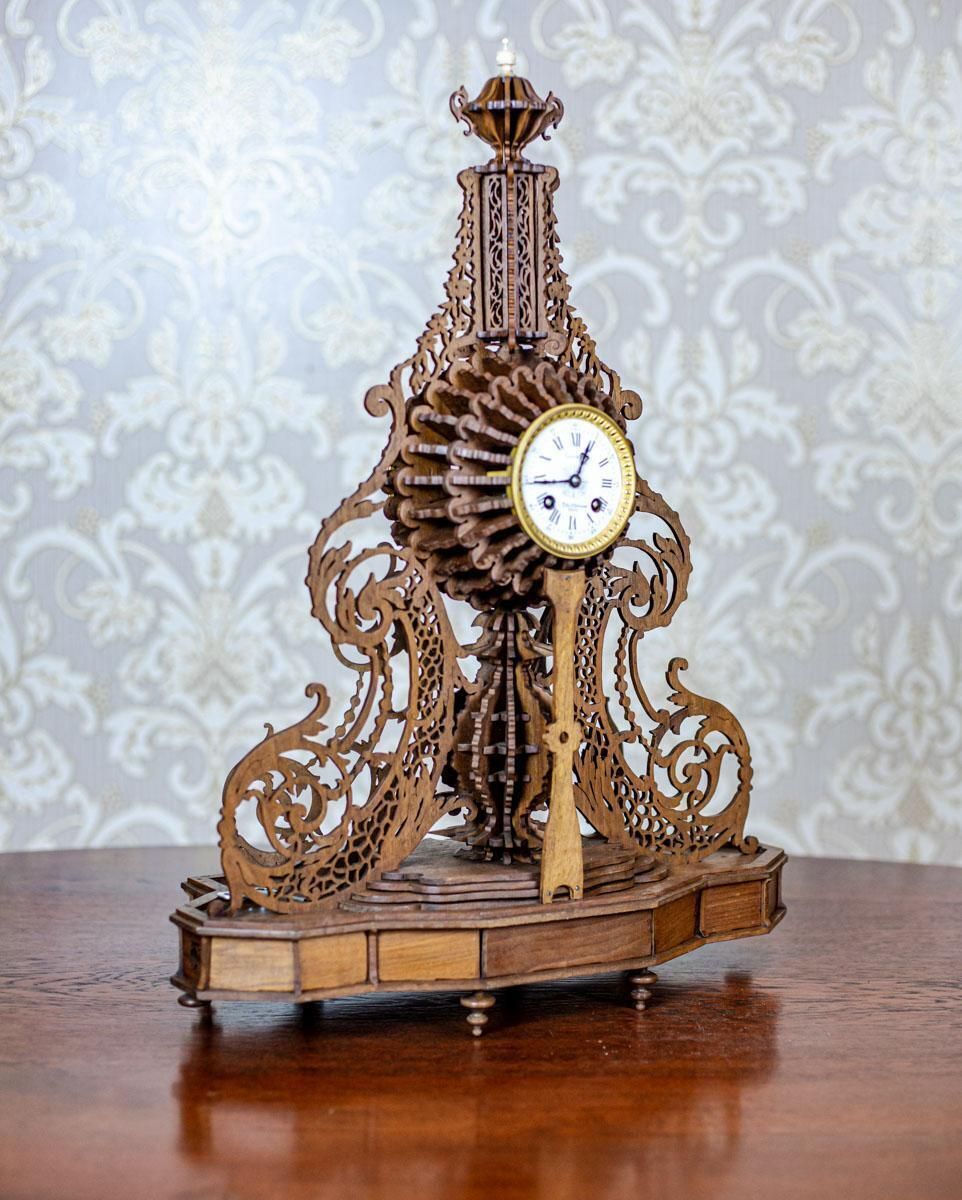 Elaborately Carved Exotic Wood Mantel Clock From The Late 19th Century photo furniture