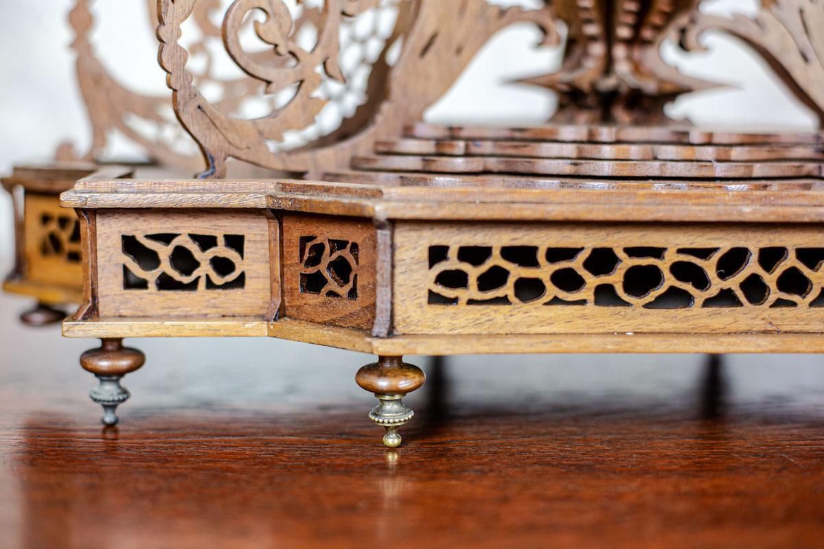 photo for sale Elaborately Carved Exotic Wood Mantel Clock From The Late 19th Century