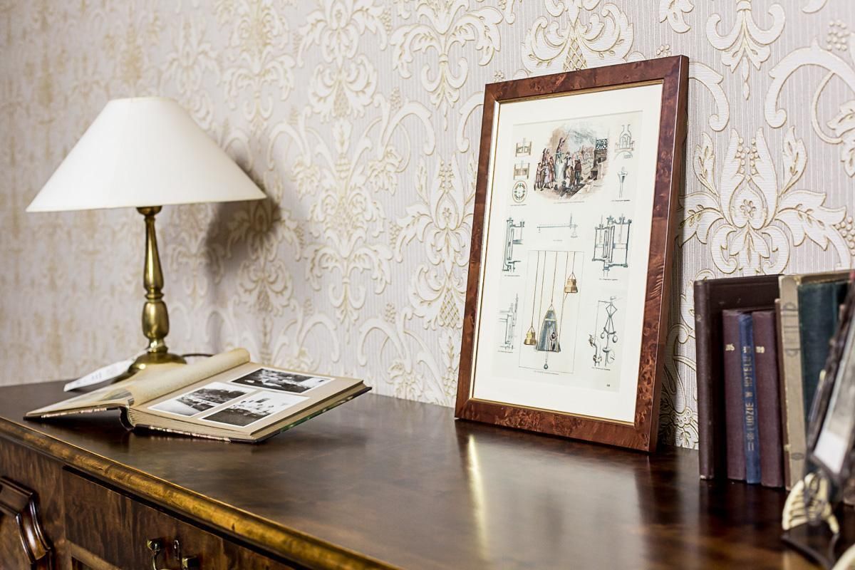 Vintage Print Illustration Of Old Crafts, Bell Founding, Framed photo furniture