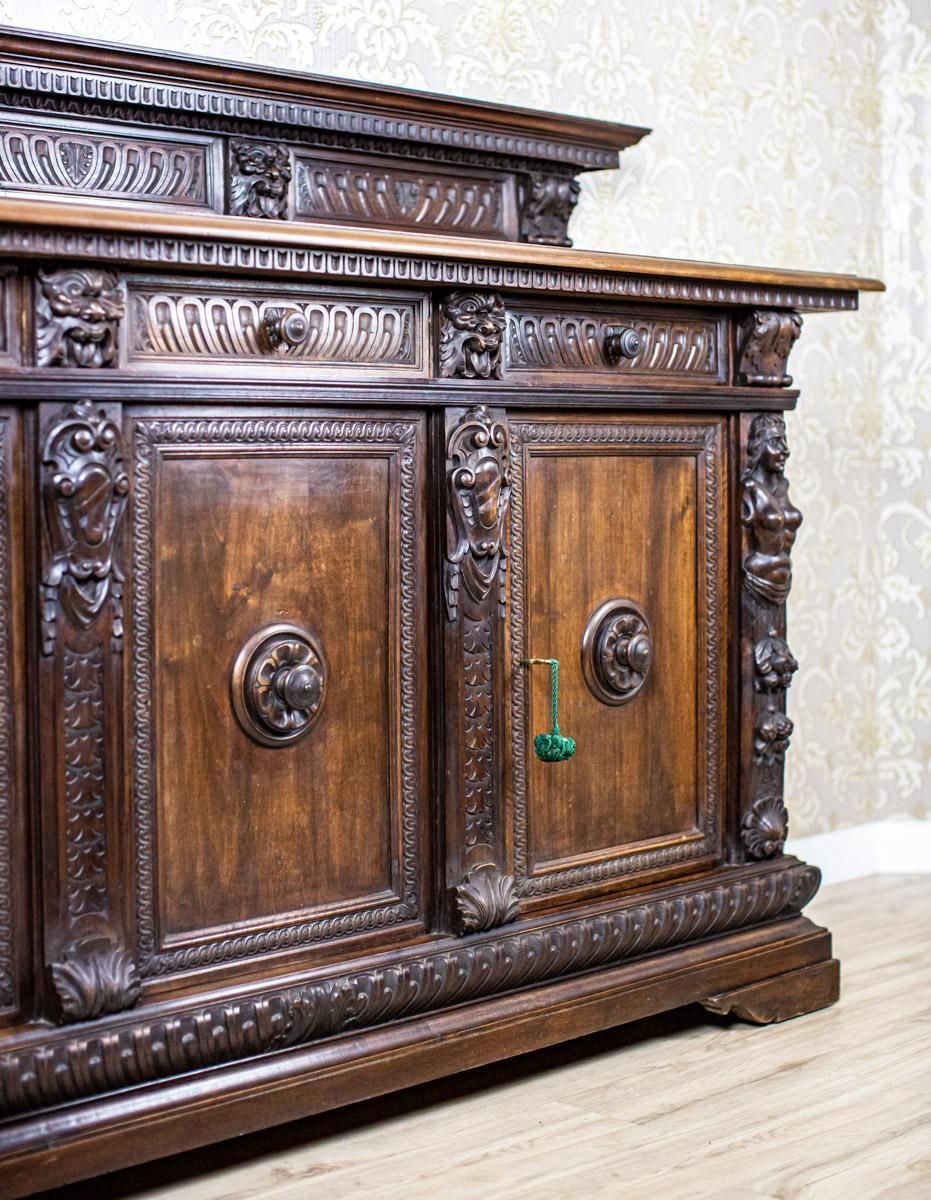 19th Century Neo Renaissance Oak Sideboard In Deep Brown photo for sale