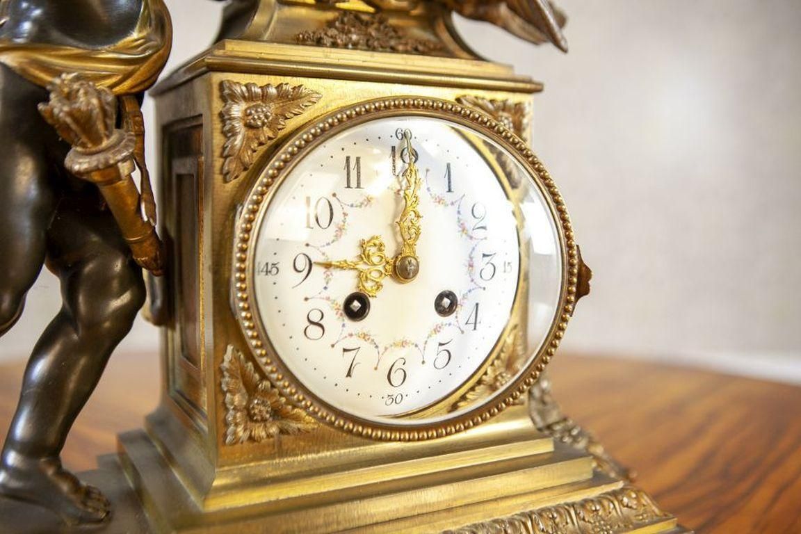 7737.0 Napoleon III French Bronze Mantel Clock Set From The 19th Century photo