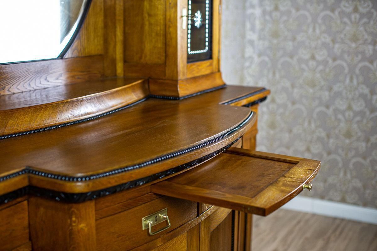 Art Nouveau Sideboard Veneered With Oak, The Turn Of The 19th And 20th Century photo vintage