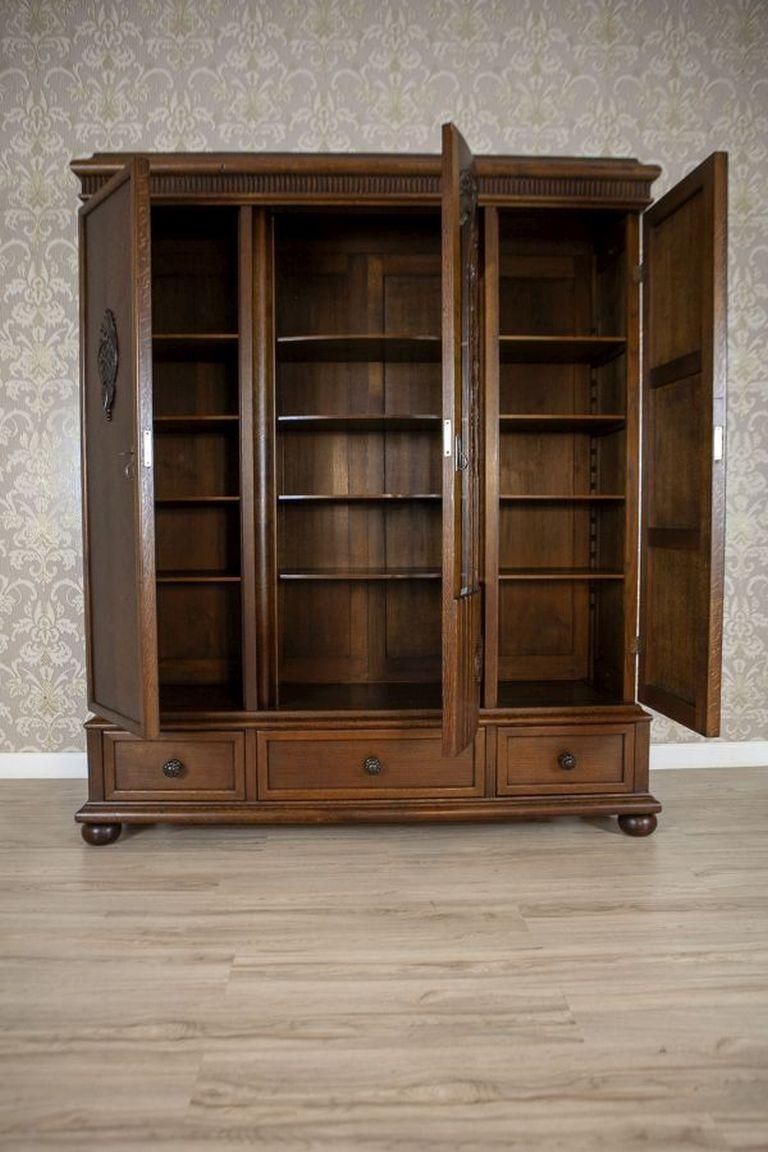 Oak Bookcase From The 1930s In Brown photo vinterior