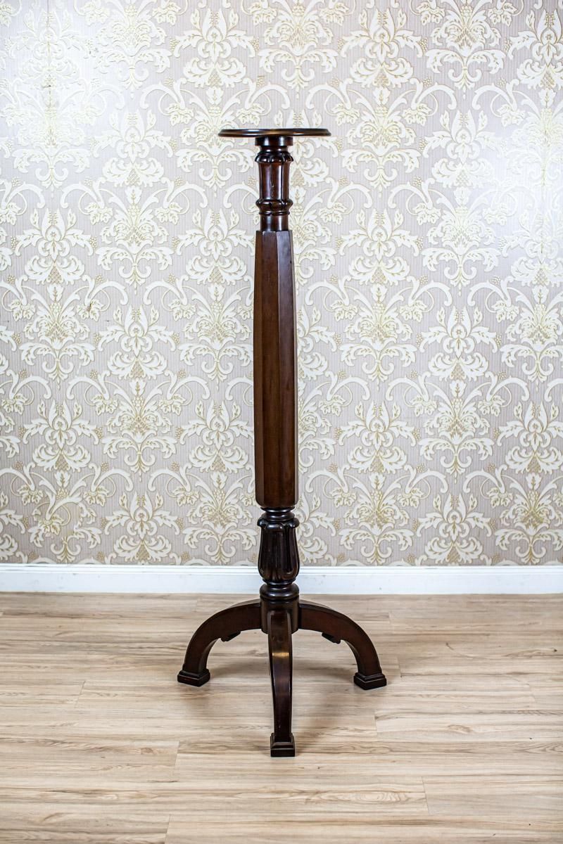 Massive Oak Pedestal/Flower Stand From The Interwar Period In Dark Brown photo furniture