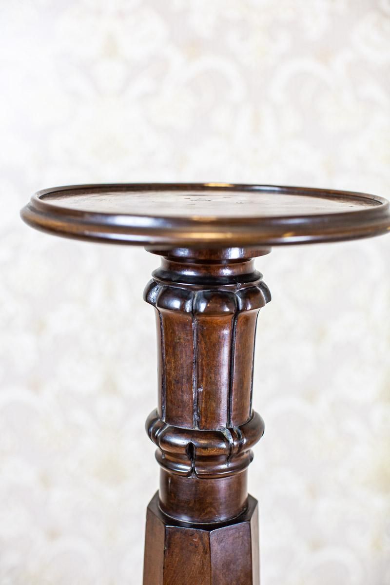 Massive Oak Pedestal/Flower Stand From The Interwar Period In Dark Brown photo 800.0