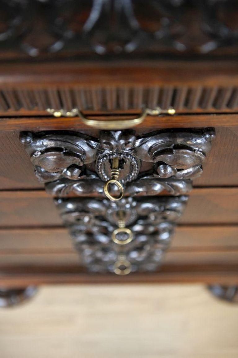 photo for sale Decorative Oak Sideboard From The Interwar Period In Dark Brown