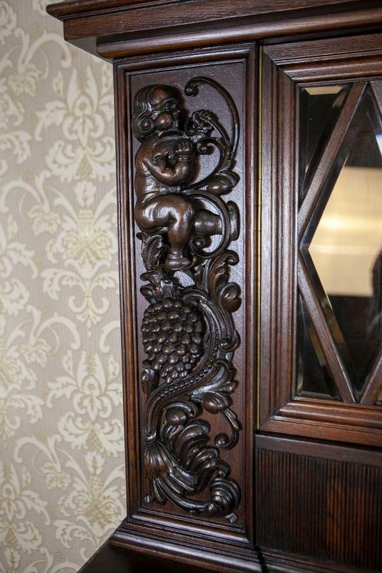 photo vinterior Decorative Oak Sideboard From The Interwar Period In Dark Brown