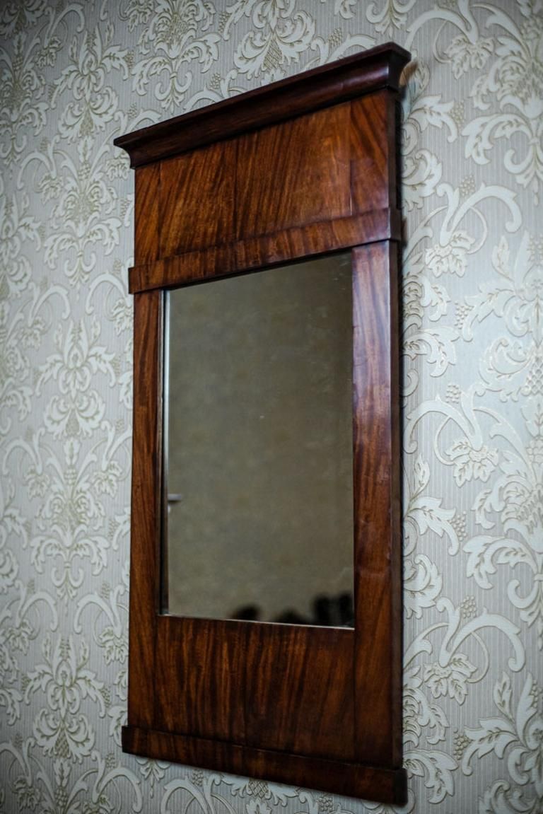 Biedermeier Pier Glass In Mahogany Veneer Frame, Late 19th Century photo vintage